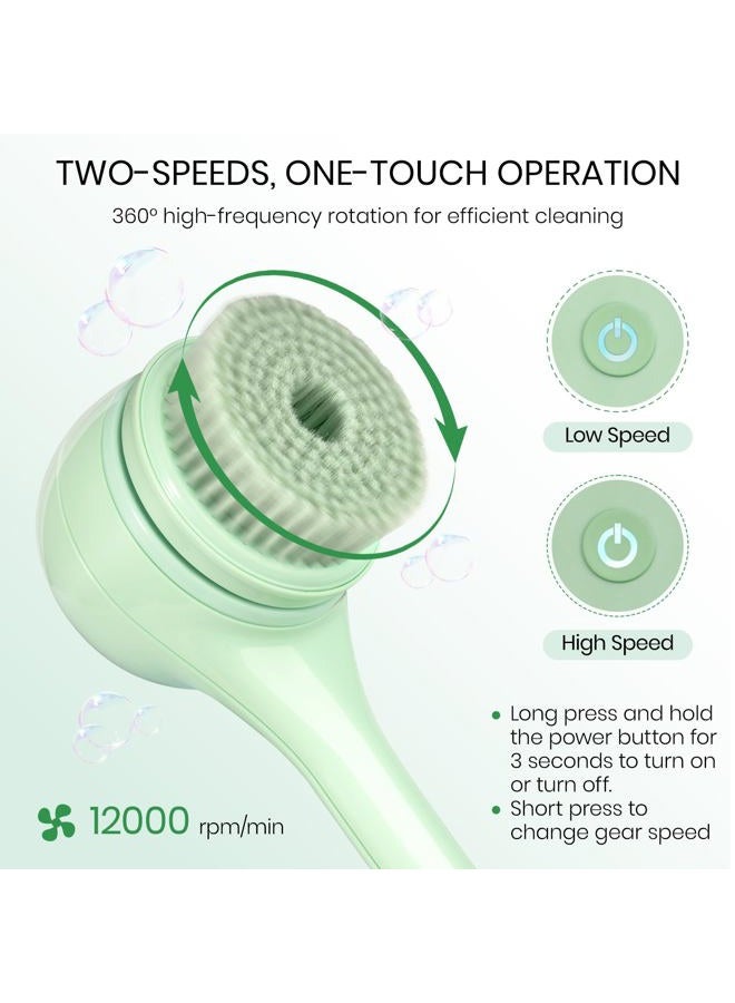 Keweis Electric Body Brush Back Scrubber For Shower, Auto Spinning Exfoliating Massage Bath Rechargeable, Dual Long Handle, Deep Cleansing, Waterproof, Rotating Brushes With 5 Heads - Image 4