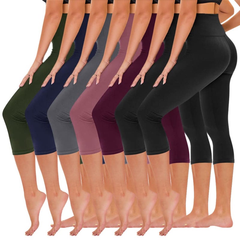 TNNZEET 7 Pack Leggings for Women - High Waisted Yoga Pants Black Leggings Women Full Length & Capri - Image 1