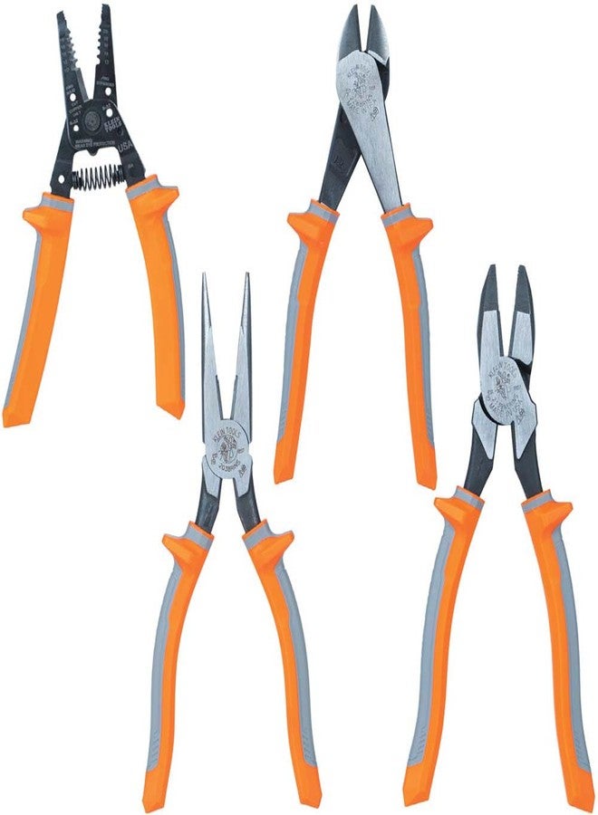 كلاين تولز طقم كماشة معزولة 9417R من Klein Tools، صُنع في الولايات المتحدة الأمريكية، قاطع جانبي، قاطع قطري، كماشة طويلة الأنف، كماشة لتجريد الأسلاك، 4 قطع - Image 1