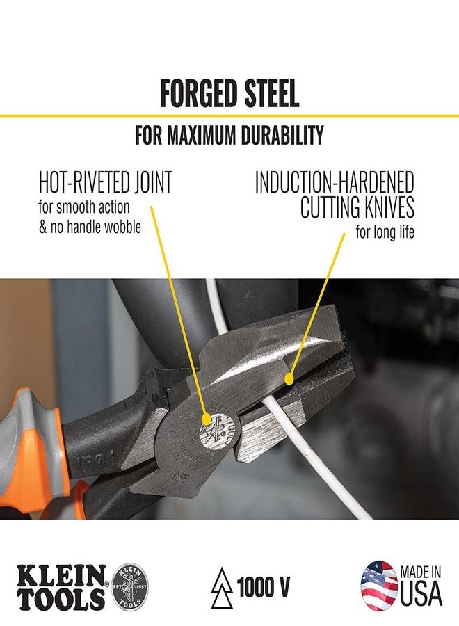 كلاين تولز طقم كماشة معزولة 9417R من Klein Tools، صُنع في الولايات المتحدة الأمريكية، قاطع جانبي، قاطع قطري، كماشة طويلة الأنف، كماشة لتجريد الأسلاك، 4 قطع - Image 4