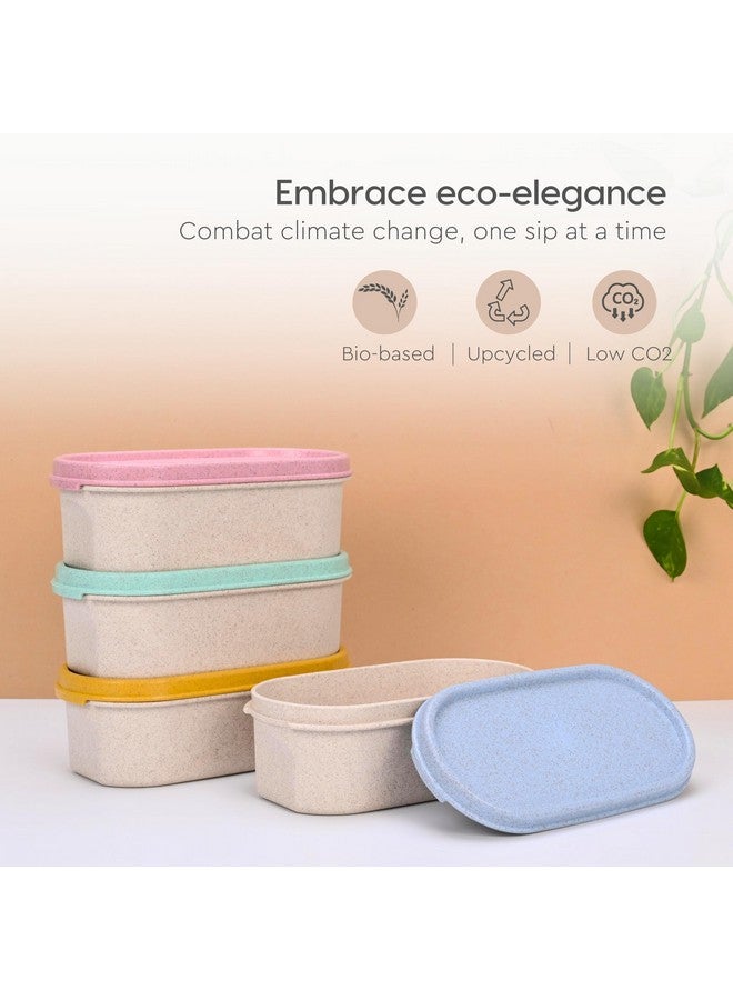 Eha Earth Friendly Storage Containers For Kitchen With Lid | Kitchen Containers Set of 4 | 600 ml | Made with Rice Husk | Microwave Safe & Fridge Storage Boxes | Storage Box For Kitchen | Multi-Light - Image 3