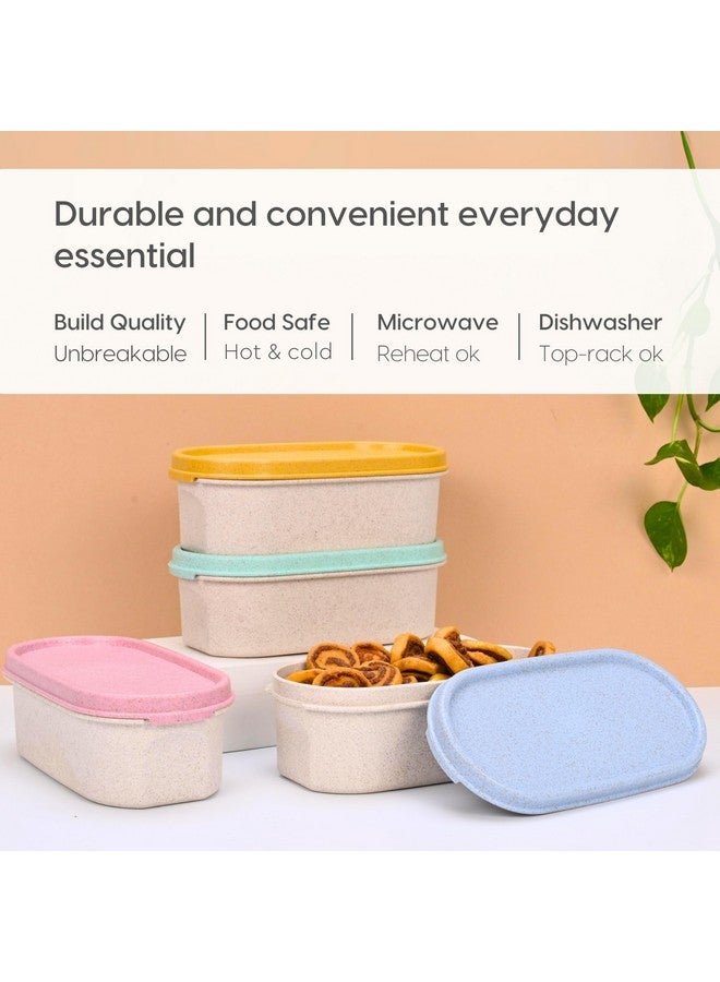 Eha Earth Friendly Storage Containers For Kitchen With Lid | Kitchen Containers Set of 4 | 600 ml | Made with Rice Husk | Microwave Safe & Fridge Storage Boxes | Storage Box For Kitchen | Multi-Light - Image 4
