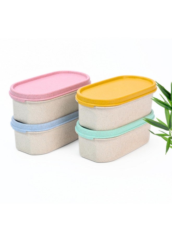 Eha Earth Friendly Storage Containers For Kitchen With Lid | Kitchen Containers Set of 4 | 600 ml | Made with Rice Husk | Microwave Safe & Fridge Storage Boxes | Storage Box For Kitchen | Multi-Light - Image 1