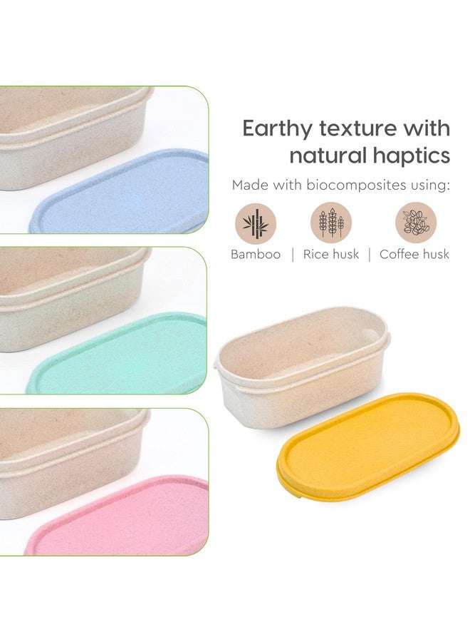Eha Earth Friendly Storage Containers For Kitchen With Lid | Kitchen Containers Set of 4 | 600 ml | Made with Rice Husk | Microwave Safe & Fridge Storage Boxes | Storage Box For Kitchen | Multi-Light - Image 5