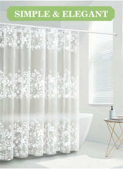 LEOKOR Waterproof and Moisture-proof Shower Curtain White Flower Partition Curtain for Bathroom  - Image 2