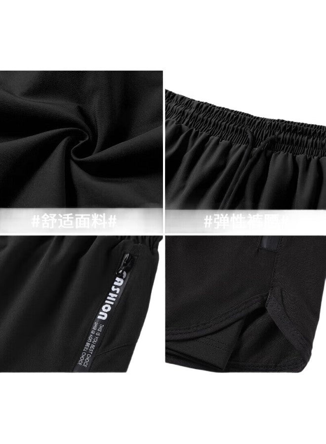 BURUITE Men'S Sports Shorts, Track And Field Marathon Training Pants, Summer Ice Silk Quick-Dry Three-Quarter Length Shorts, Running Shorts With Lining, Fitness Pants - Image 3