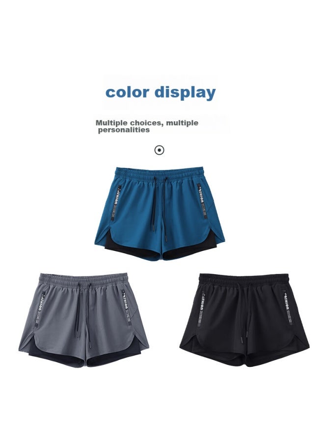 Buruite Men's Sports Shorts, Track And Field Marathon Training Pants, Summer Ice Silk Quick-dry Three-quarter Length Shorts, Running Shorts With Lining, Fitness Pants - Image 5