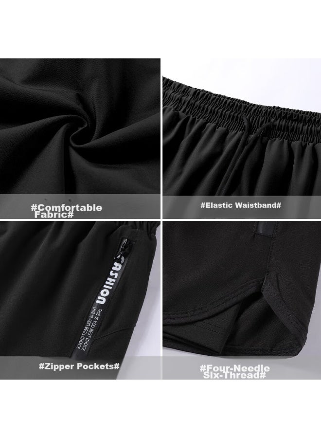 Buruite Men's Sports Shorts, Track And Field Marathon Training Pants, Summer Ice Silk Quick-dry Three-quarter Length Shorts, Running Shorts With Lining, Fitness Pants - Image 4