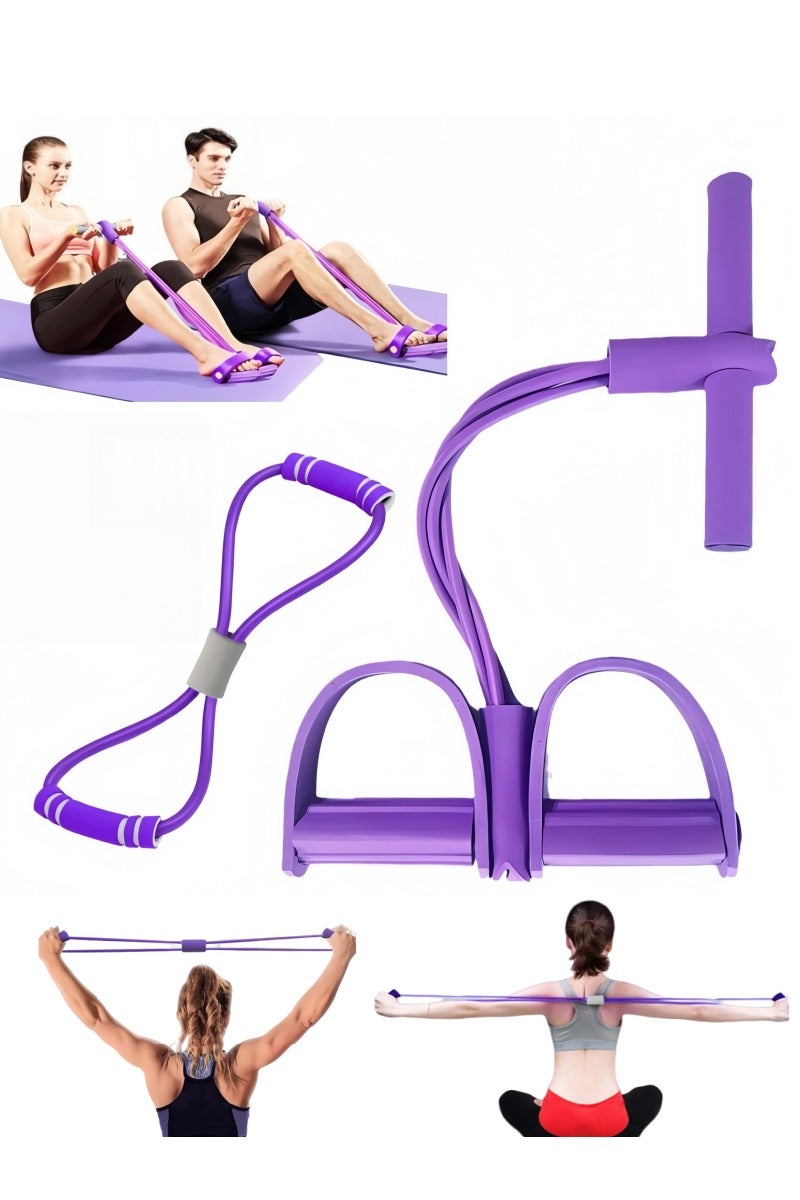 Generic Pedal resistance pull rope+ 8 shaped puller,Rally Package,open back，sit-up pull rope,four-tube foot pedal puller,foot pedal for yoga，fitness equipment, for Abdomen Arm/Waist/Leg Stretching Slimming Training - Image 1