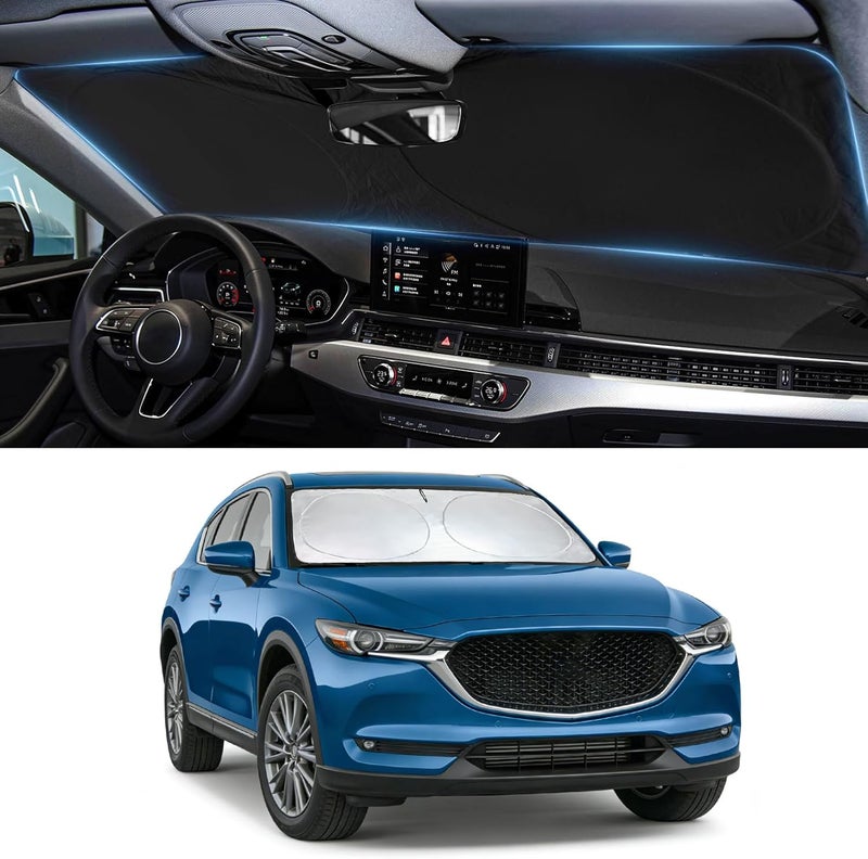 مظلة شمس لسيارة CX9، مظلة زجاج أمامي مصممة خصيصًا لمازدا CX-9 2016-2025 CX9، ملحقات غطاء نافذة أمامية قابل للطي، حاجب للأشعة فوق البنفسجية، واقي شمس، واقي من الشمس - Image 1