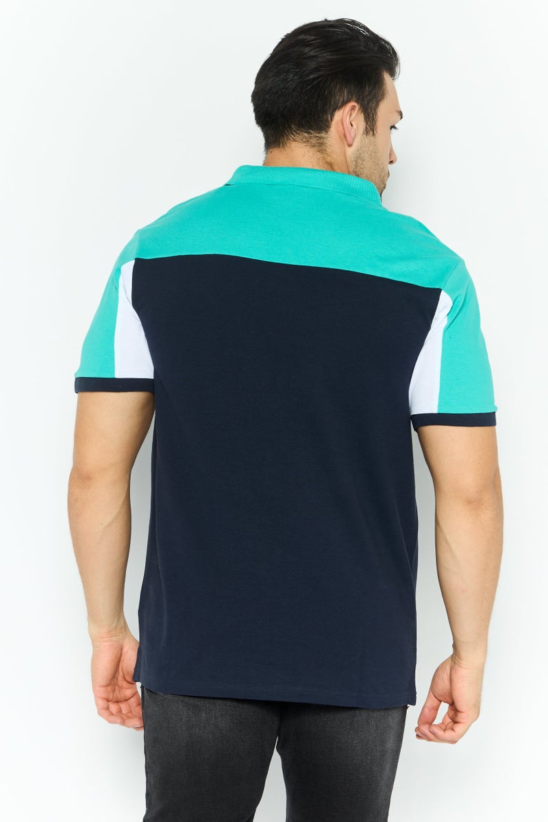 CROSSHATCH Men Regular Fit Brand Logo Short Sleeves Polo Shirt, Navy - Image 4