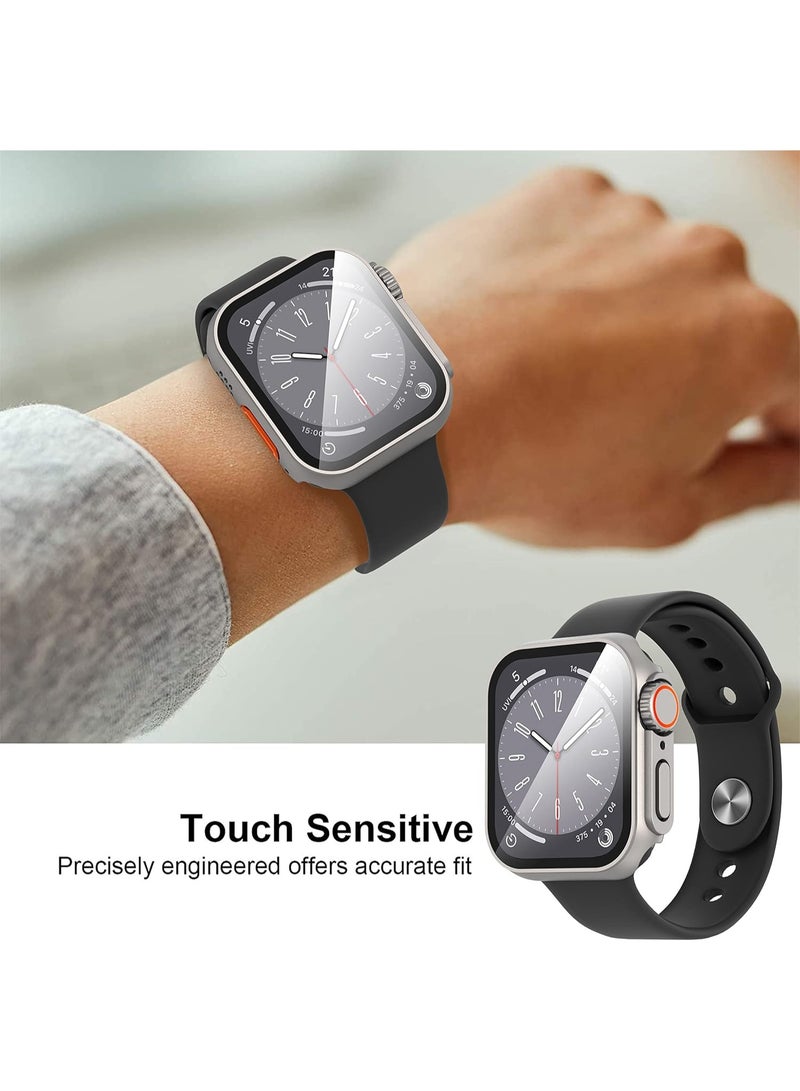 KENSUO for Apple Watch 40mm Screen Protector Case, [ Looks Like Ultra Protector Case ] Tempered Glass Unique Design Case Cover for iWatch Series 6/5/4/Series SE 2 40mm (Titanium for iWatch 40mm) - Image 2