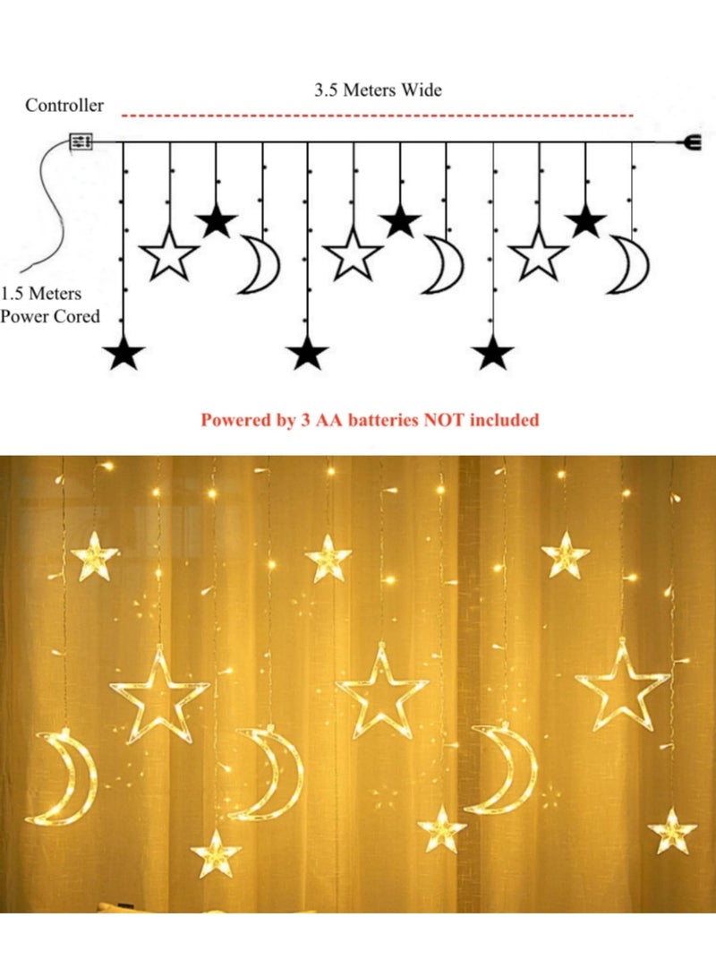 زينة رمضان أضواء سلسلة، قمر نجمة رمضان عيد ستارة نافذة سلسلة أضواء LED تعمل بالبطارية - Image 2