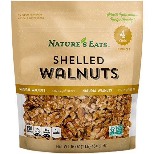 Nature's Eats Natures Eats Shelled Walnuts 16 oz  100 Natural Raw Walnut Halves  Pieces  Unsalted Healthy Snack  Fresh Crunchy Kosher Certified NonGMO KetoFriendly Baking  Cooking Nuts - Image 1