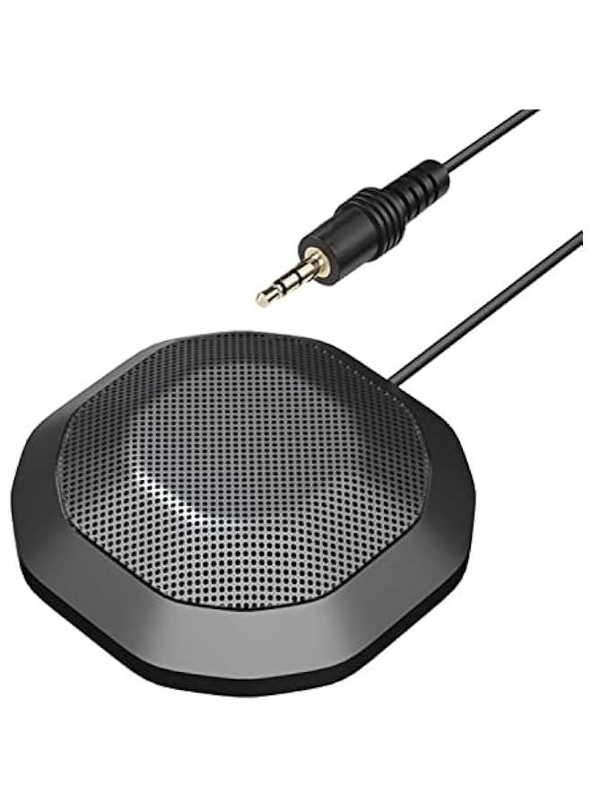 Generic - LOUJIN Portable 3.5mm Plug Conference Microphone 360° Omnidirectional Condenser Computer PC Mic Plug and Play Small Microphone for PC Laptop Video Conference Chatting Gaming Recording Online Class Sky - Image 1