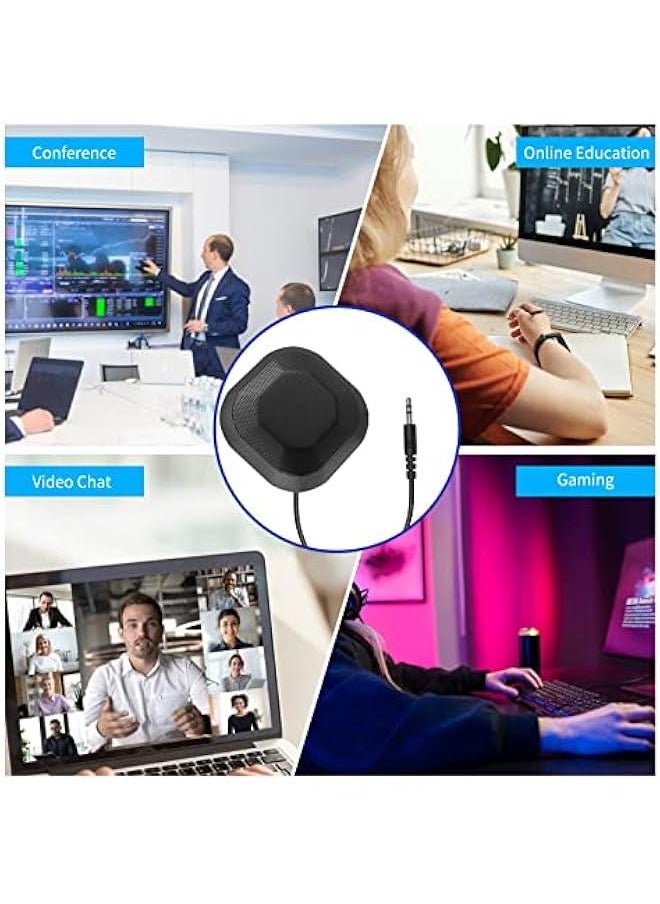 Generic - LOUJIN Portable 3.5mm Plug Conference Microphone 360° Omnidirectional Condenser Computer PC Mic Plug and Play Small Microphone for PC Laptop Video Conference Chatting Gaming Recording Online Class Sky - Image 1