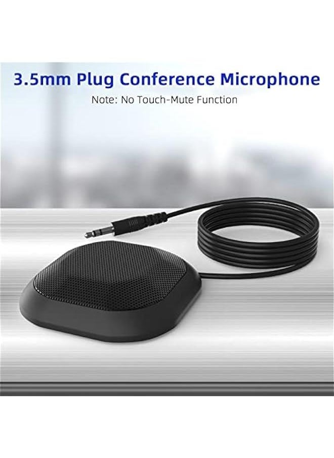 Generic - LOUJIN Portable 3.5mm Plug Conference Microphone 360° Omnidirectional Condenser Computer PC Mic Plug and Play Small Microphone for PC Laptop Video Conference Chatting Gaming Recording Online Class Sky - Image 1