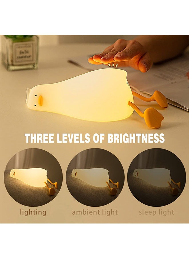 Night Light for Kids Rechargeable Lying Flat Duck Silicone Night Light, Dimmable Kawaii Nursery Night Lamp for Breastfeeding, Room Decor, Birthday