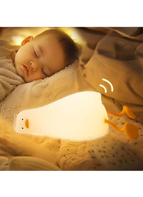 Night Light for Kids Rechargeable Lying Flat Duck Silicone Night Light, Dimmable Kawaii Nursery Night Lamp for Breastfeeding, Room Decor, Birthday