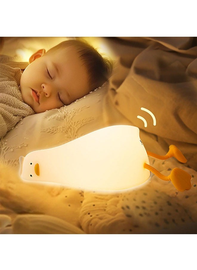 Night Light for Kids Rechargeable Lying Flat Duck Silicone Night Light, Dimmable Kawaii Nursery Night Lamp for Breastfeeding, Room Decor, Birthday