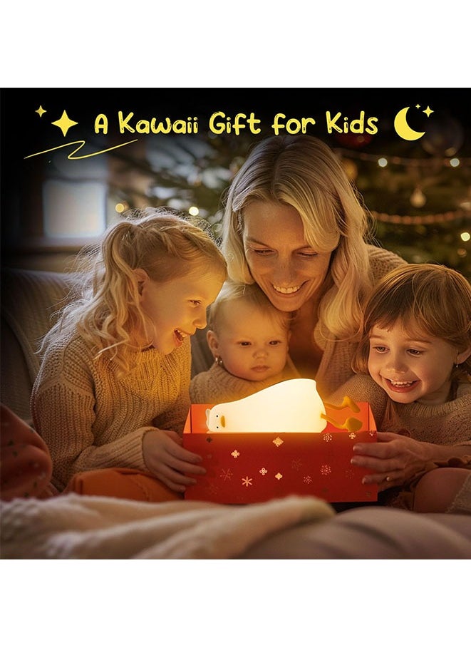 Night Light for Kids Rechargeable Lying Flat Duck Silicone Night Light, Dimmable Kawaii Nursery Night Lamp for Breastfeeding, Room Decor, Birthday