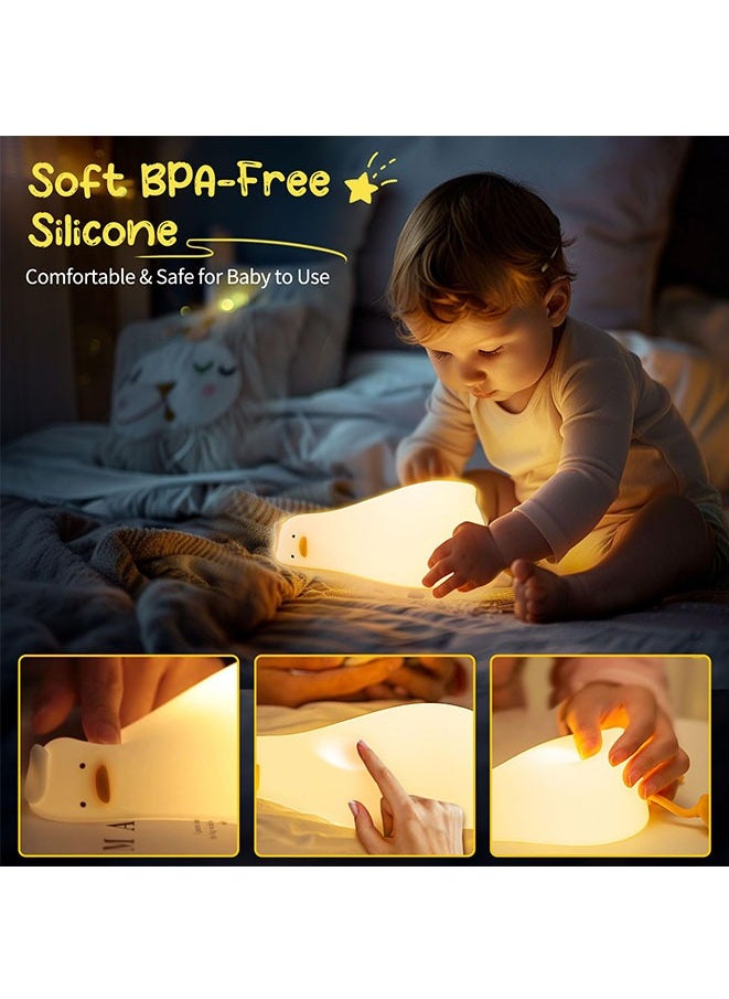Night Light for Kids Rechargeable Lying Flat Duck Silicone Night Light, Dimmable Kawaii Nursery Night Lamp for Breastfeeding, Room Decor, Birthday