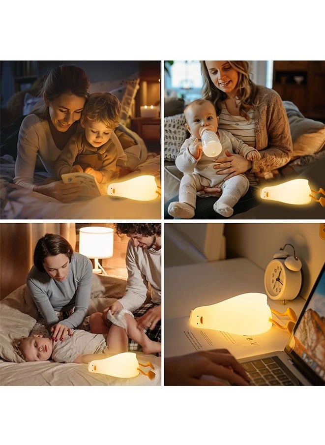 Night Light for Kids Rechargeable Lying Flat Duck Silicone Night Light, Dimmable Kawaii Nursery Night Lamp for Breastfeeding, Room Decor, Birthday