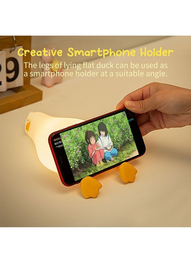 Night Light for Kids Rechargeable Lying Flat Duck Silicone Night Light, Dimmable Kawaii Nursery Night Lamp for Breastfeeding, Room Decor, Birthday