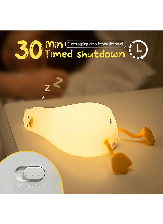 Night Light for Kids Rechargeable Lying Flat Duck Silicone Night Light, Dimmable Kawaii Nursery Night Lamp for Breastfeeding, Room Decor, Birthday