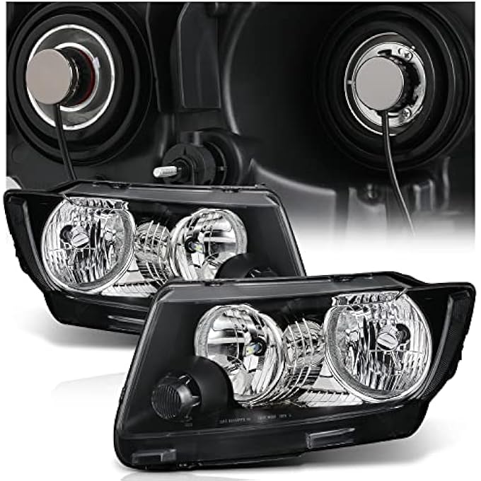M-AUTO LeftRight Headlight Lamp Assembly W 4 PreAssembled 6000K Led Bulbs Replacement For 2011 2012 2013 Jeep Grand Cherokee  Black Housing Clear Lens Clear Corner - Image 2