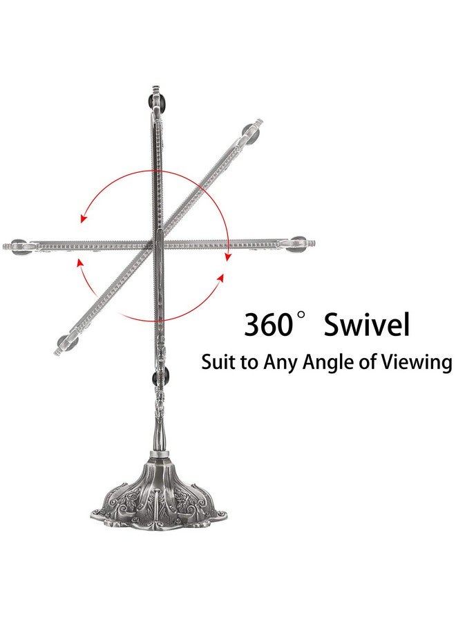 JUXYES Metal Tabletop Antique Decorative Makeup Mirror With Standvintage Swivel Double Sided Cosmetic Mirror With Frameretro Desktop Oval Dressing Mirror For Bathroom Bedroom - Image 5