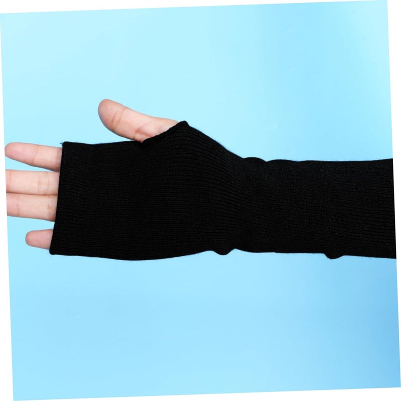 Black Forearm Protection Gloves With Thumb Holes Hand Warmers Tattoo Covers - Image 4