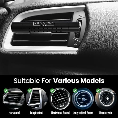 LEVONA SCENT Levona Car Vent Clip: Luxury Car Diffuser - 5 Assorted Scent Sticks Variety Pack - Air Freshener for Men & Women - Black - Image 2