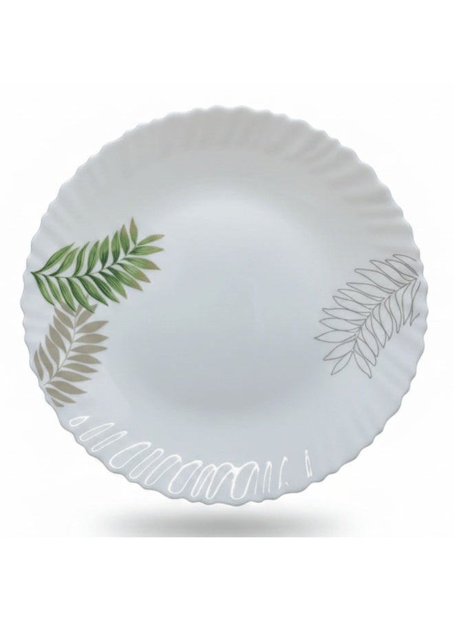 AKDC 10.5 Inch Opalware Dinner Plate with Elegant Leaf Design White - Image 3