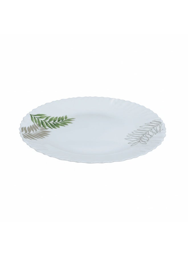 AKDC 10.5 Inch Opalware Dinner Plate with Elegant Leaf Design White - Image 1