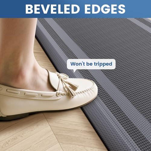 KitchenClouds [2 PCS] Kitchen Rugs Cushioned Anti-Fatigue Kitchen Mats for Floor Waterproof Kitchen Rug Set Non-Slip Comfort Standing Mat for Office, Sink, Laundry 17.3"×29"+17.3"×47", Grey - Image 5