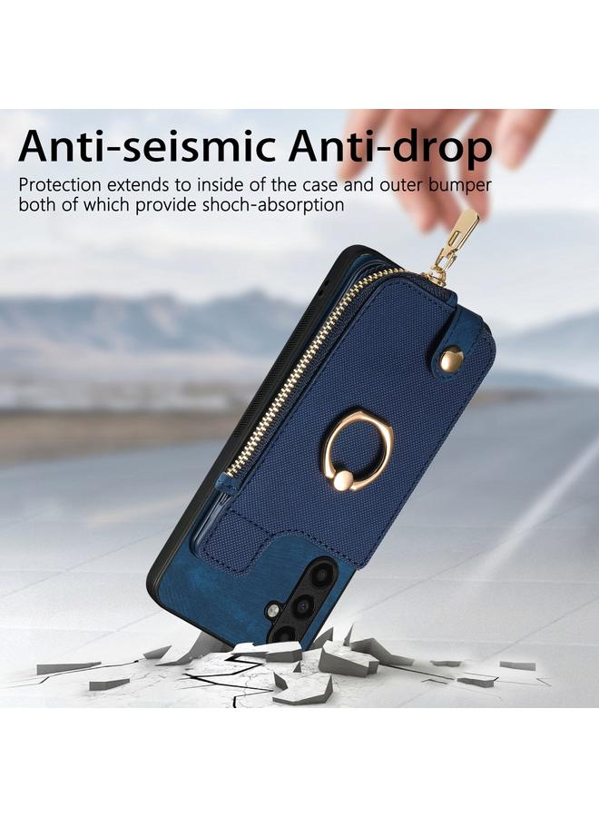 S-TOP Case For Samsung Galaxy A05 Cross Leather Ring Vertical Zipper Wallet Back Phone Case - Image 4