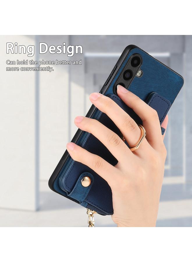 S-TOP Case For Samsung Galaxy A05 Cross Leather Ring Vertical Zipper Wallet Back Phone Case - Image 5