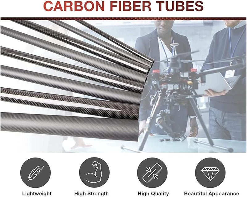 أنبوب من ألياف الكربون 25x22x500mm نسج تويل سطح لامع لطائرات الملتيكوبتر DIY - Image 5