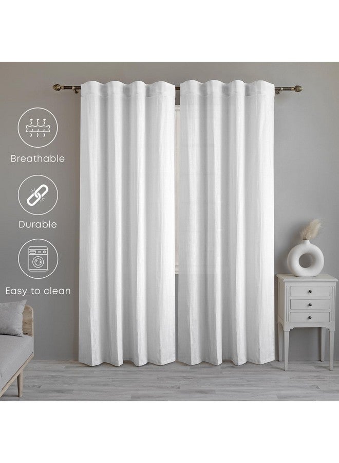 LINENWALAS Linenwalas Cotton Curtains Set Of 2, Door Curtains For Home , Hangs Elegantly With Back Loops (4.5Ft X 7 Ft, White) - Solid, Sheer, Back Tab - Image 4