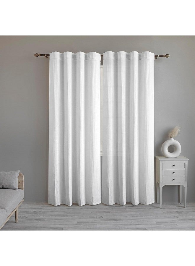 LINENWALAS Linenwalas Cotton Curtains Set Of 2, Door Curtains For Home , Hangs Elegantly With Back Loops (4.5Ft X 7 Ft, White) - Solid, Sheer, Back Tab - Image 1