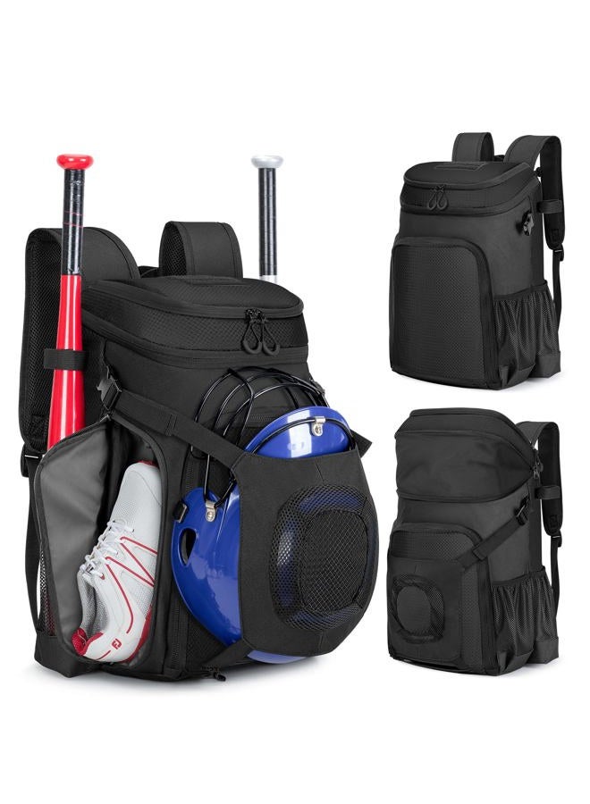 Smasrob Baseball Bag for Adult and Youth, Baseball Backpack Softball Bag with Helmet Holder, Shoe Compartment and Fence Hook, Black - Image 1