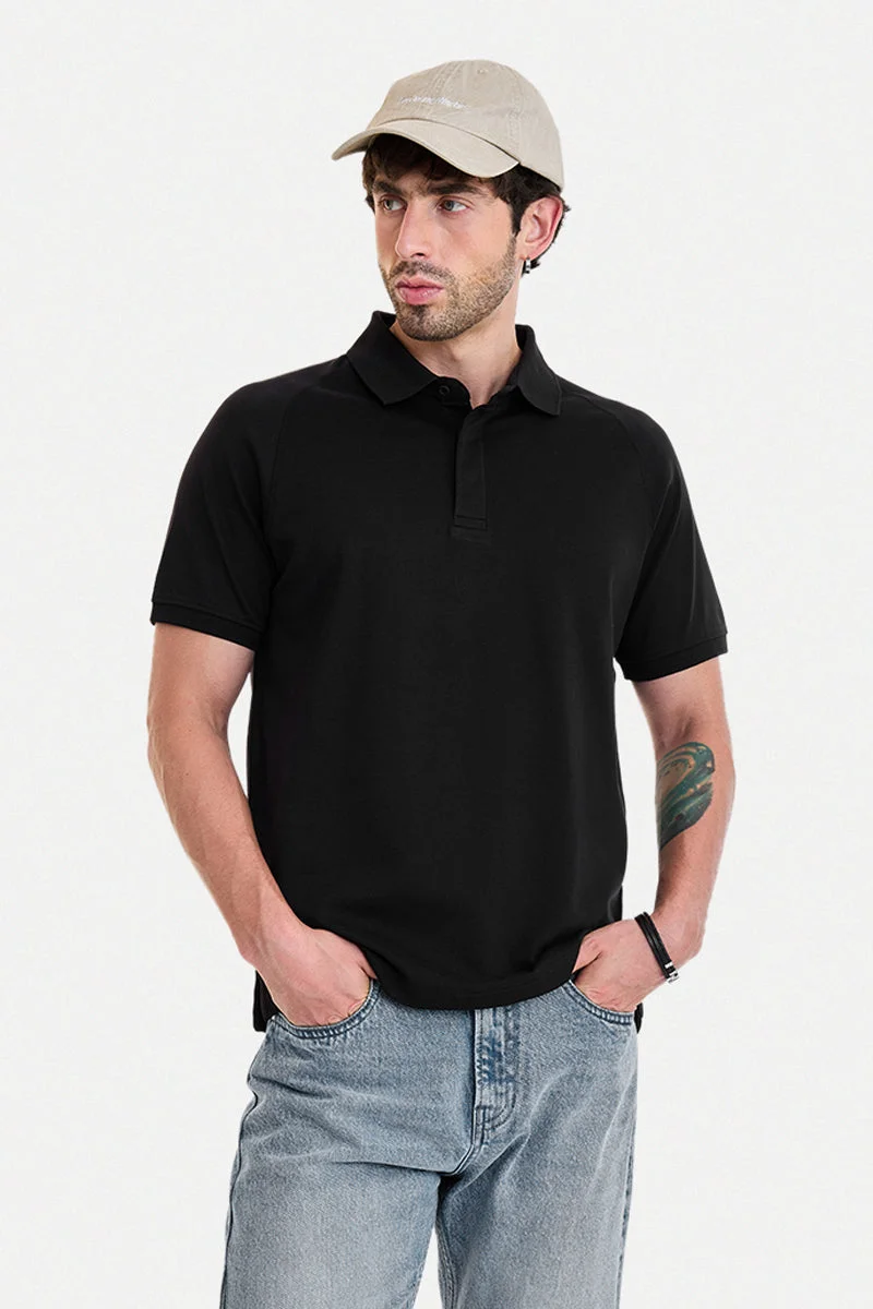 سنيتش Black Solid Half Sleeve Regular Fit Core Lab T-Shirt