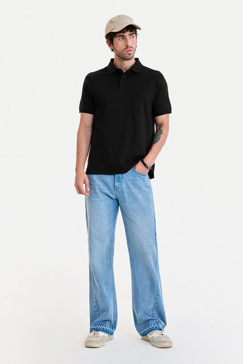 سنيتش Black Solid Half Sleeve Regular Fit Core Lab T-Shirt