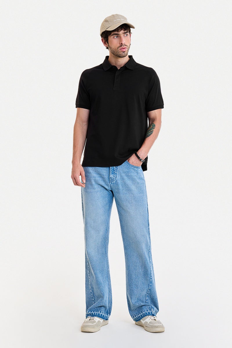 SNITCH Black Solid Half Sleeve Regular Fit Core Lab T-Shirt - Image 2