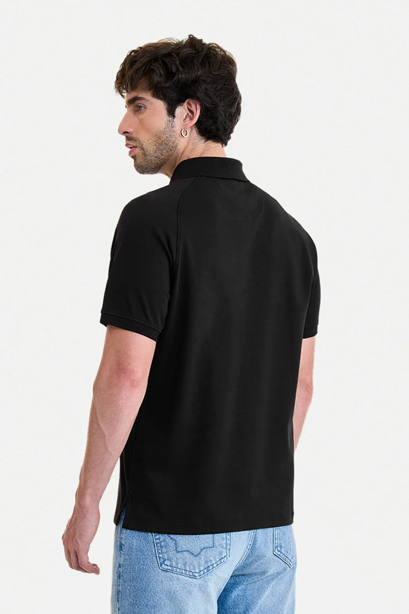 SNITCH Black Black Solid Half Sleeve Regular Fit Core Lab T-Shirt for Men | Best Price UAE