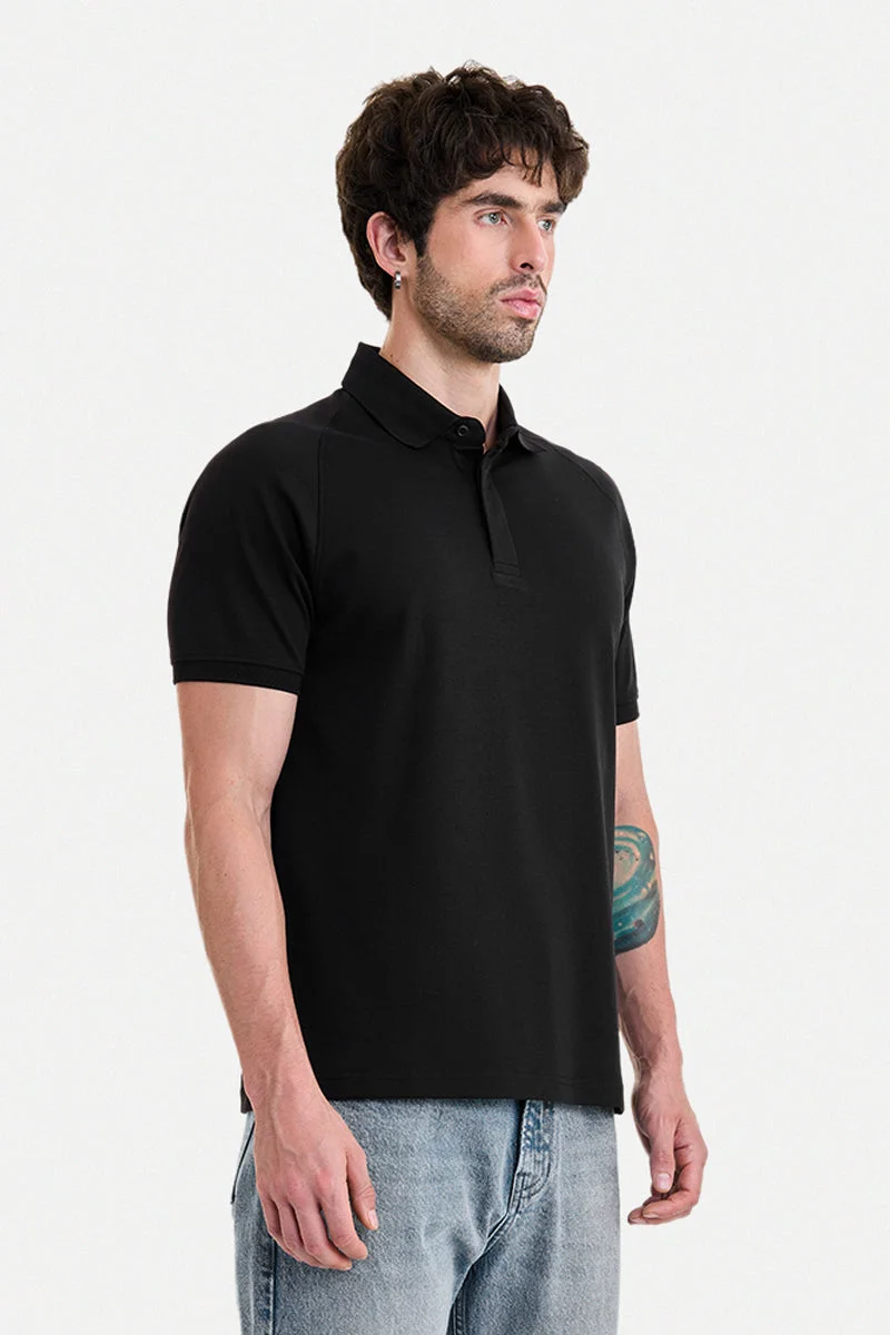 SNITCH Black Black Solid Half Sleeve Regular Fit Core Lab T-Shirt for Men | Best Price UAE