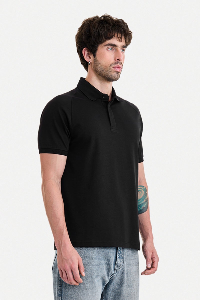 SNITCH Black Solid Half Sleeve Regular Fit Core Lab T-Shirt - Image 4