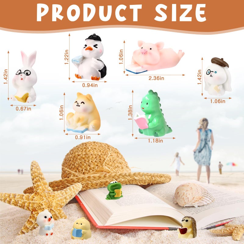 RoundFunny 24 Pcs Reading Gifts for Women Mini Resin Animals Book Lovers Book Club Gifts Bookish Weird Tiny Resin Ornaments Animals Figurine for Librarian Readers Teacher Bookstore Workers - Image 2