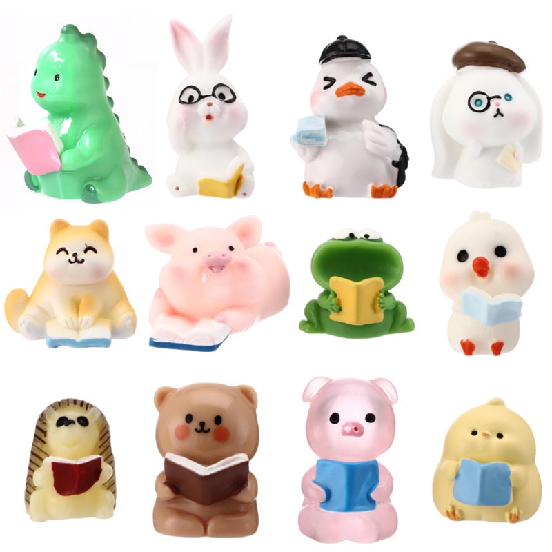 RoundFunny 24 Pcs Reading Gifts for Women Mini Resin Animals Book Lovers Book Club Gifts Bookish Weird Tiny Resin Ornaments Animals Figurine for Librarian Readers Teacher Bookstore Workers - Image 1